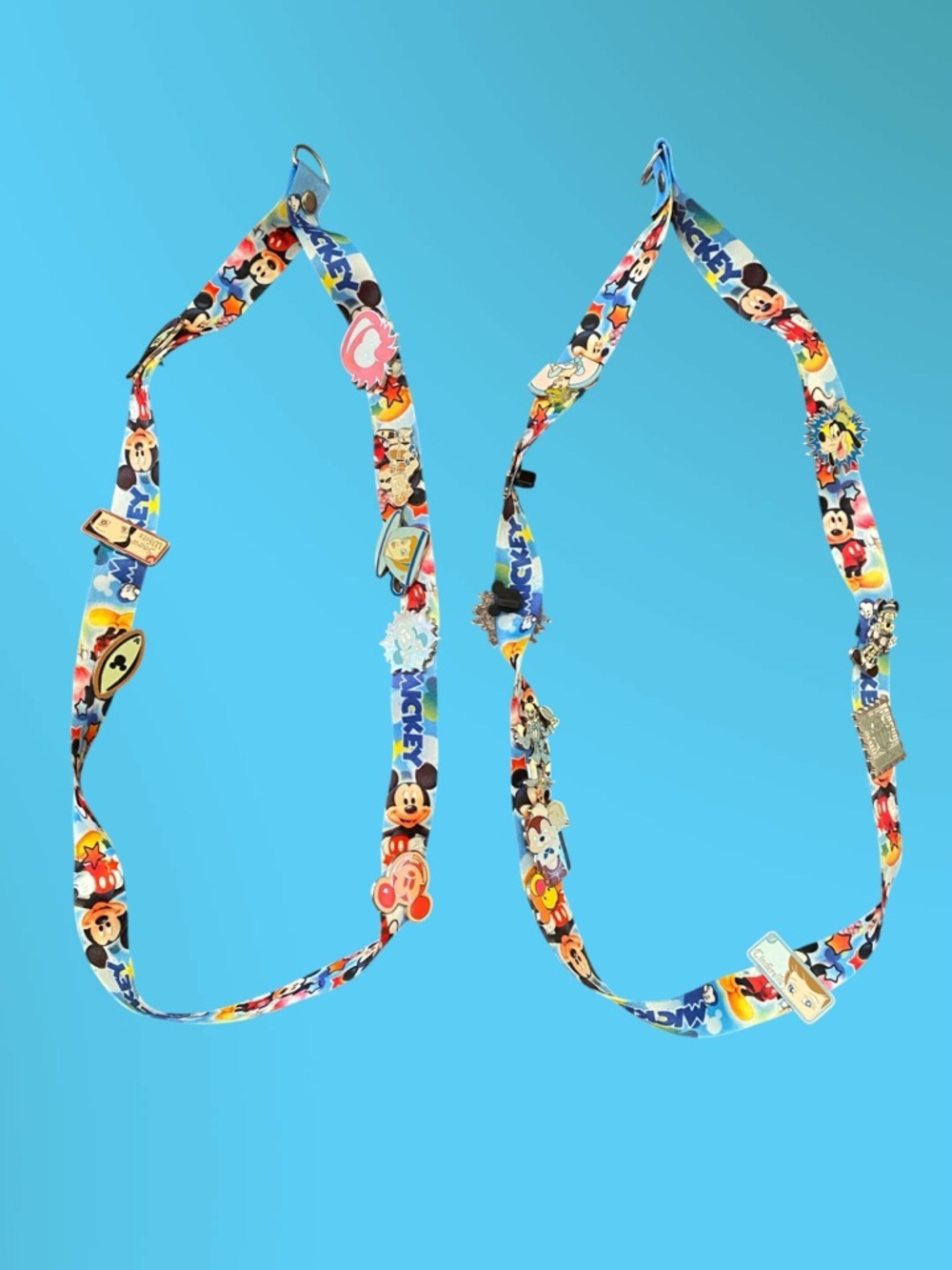 2 Disney Lanyards with total of 18 Mickey & Classic Characters Collectable Pins!